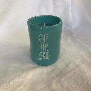 Rae Dunn OFF THE GRID blue ceramic scented candle